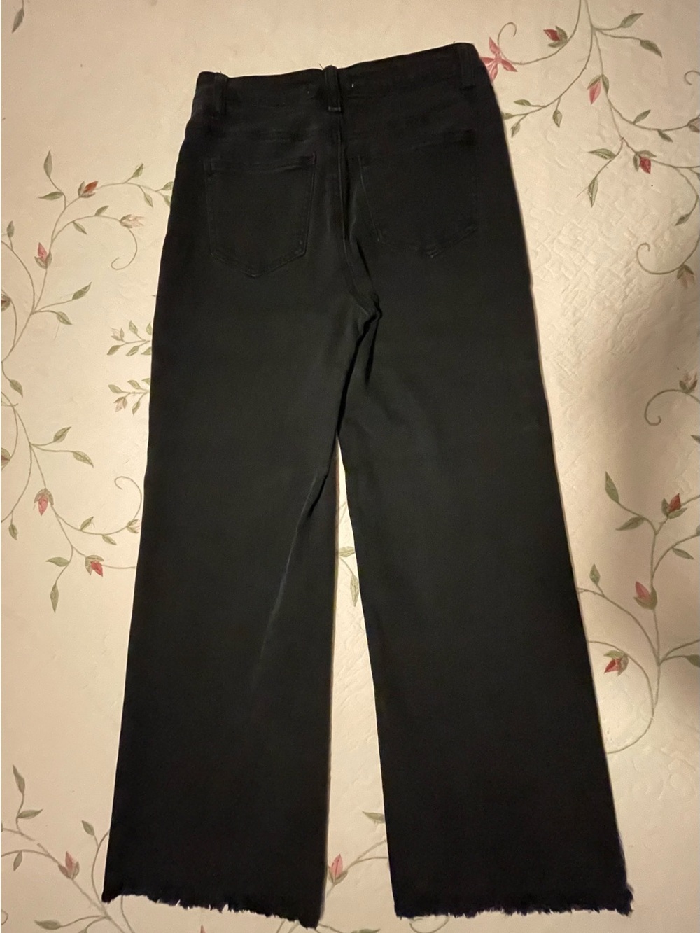 Zenana High Rise Wide Leg Raw Hem Black Jeans Size S - Picture 2 of 5